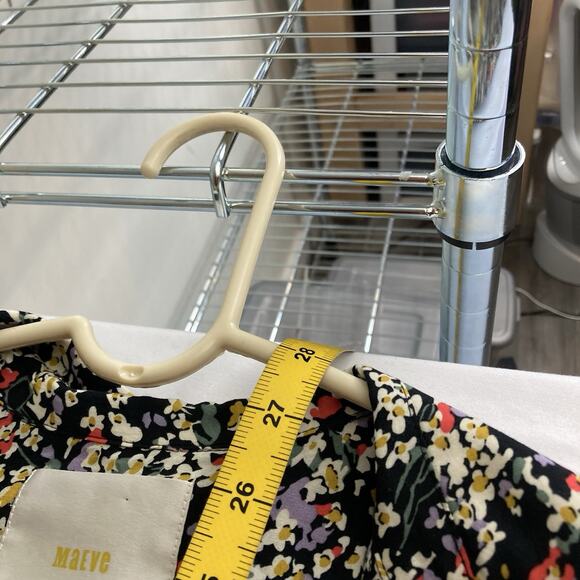 Anthropologie Maeve Women's Black Ditsy Floral Blouse Size XS Moto Boho Flowy - Picture 3 of 11